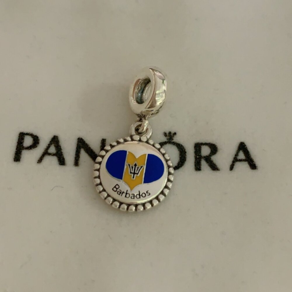 Pandora Barbados Flag Exclusive Dangle Charm Pendant /Exclusive Enamel Dangle